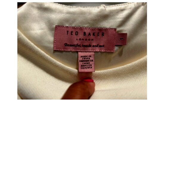 Ted Baker London Ivory Pleated Shoulder Bodycon Dress - Size 1 (Small) - Picture 5 of 5